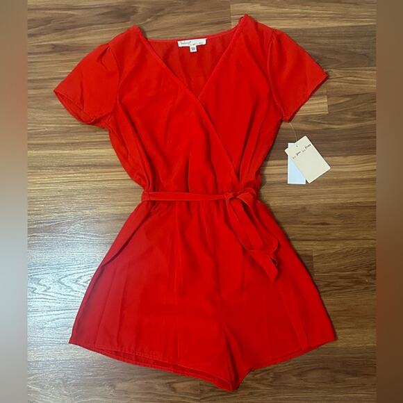 BeBop Red Wide Leg Romper XS - Picture 2 of 11
